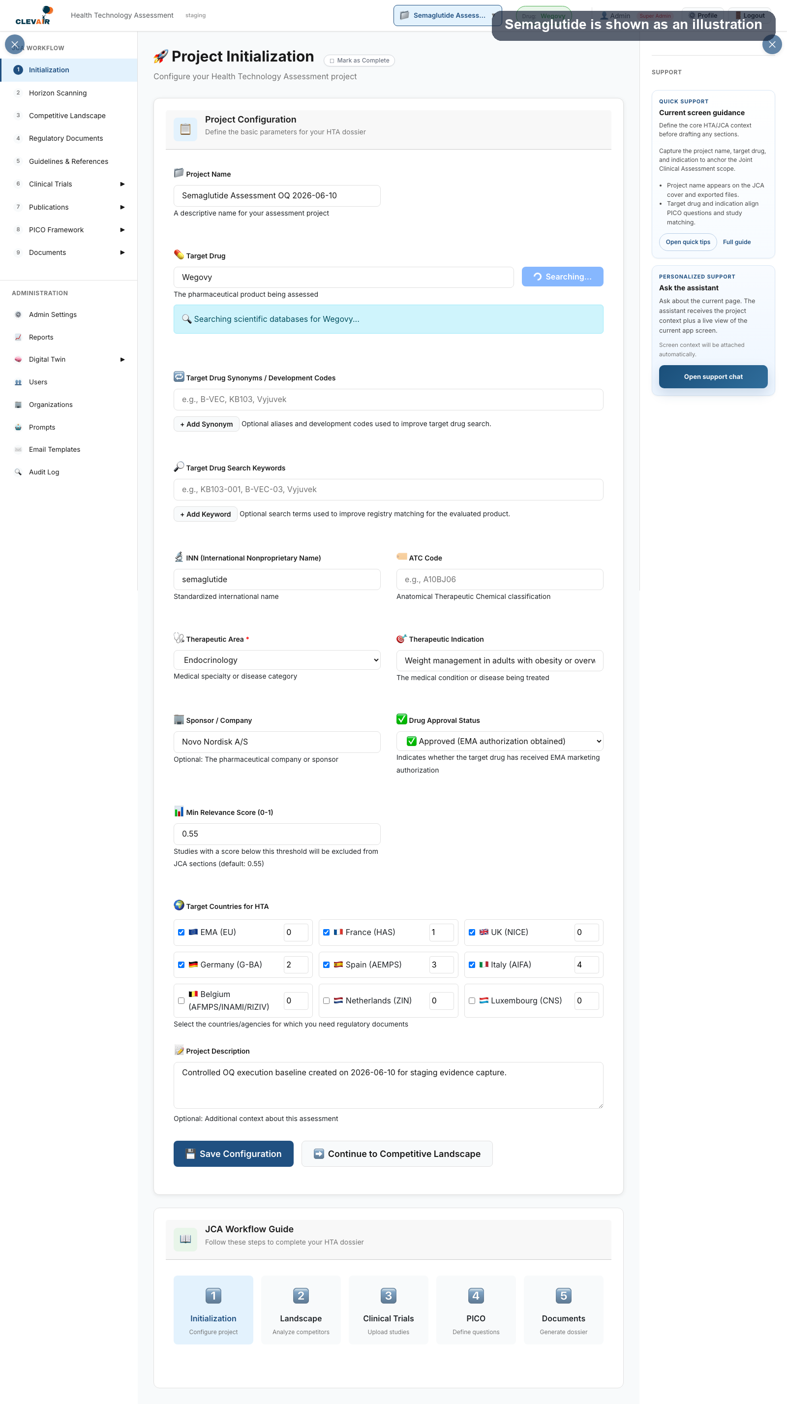 Initialization supporting visual