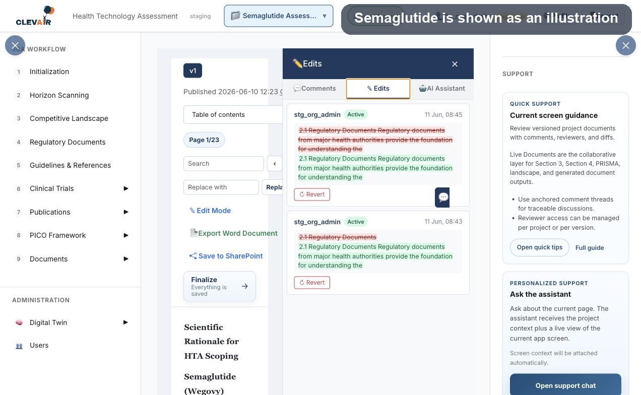 Documents & Live Review supporting visual
